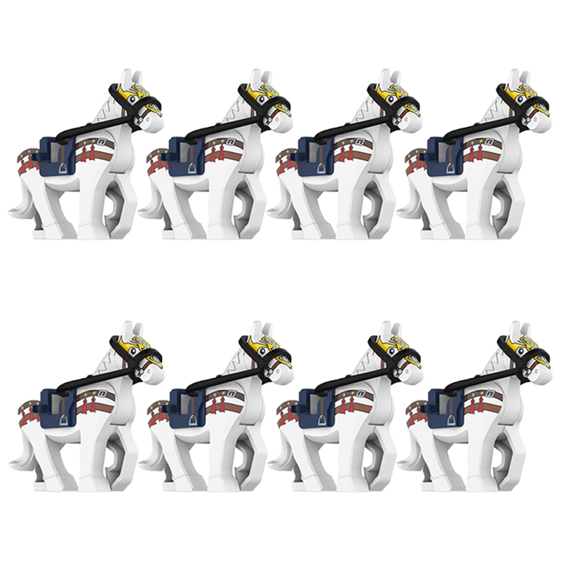 (Style C) Toys Military Building Blocks Cavalry Regiment Knight Horse Animal Accessories Set Mini Bricks Birthday Gift