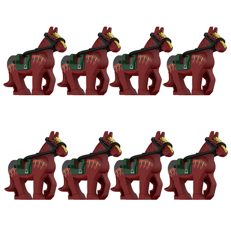 (Style C) Toys Military Building Blocks Cavalry Regiment Knight Horse Animal Accessories Set Mini Bricks Birthday Gift