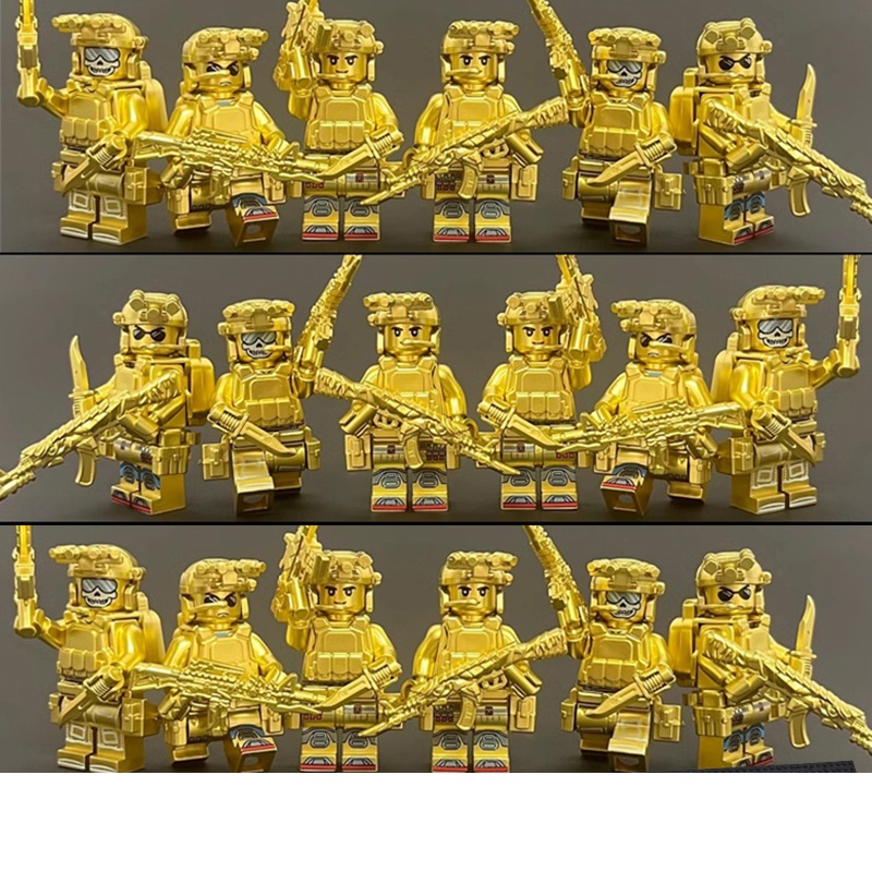 Soldiers Building Blocks Gold SWAT Polices Minifigures Toys Fit Lego Toys Gifts for Kids