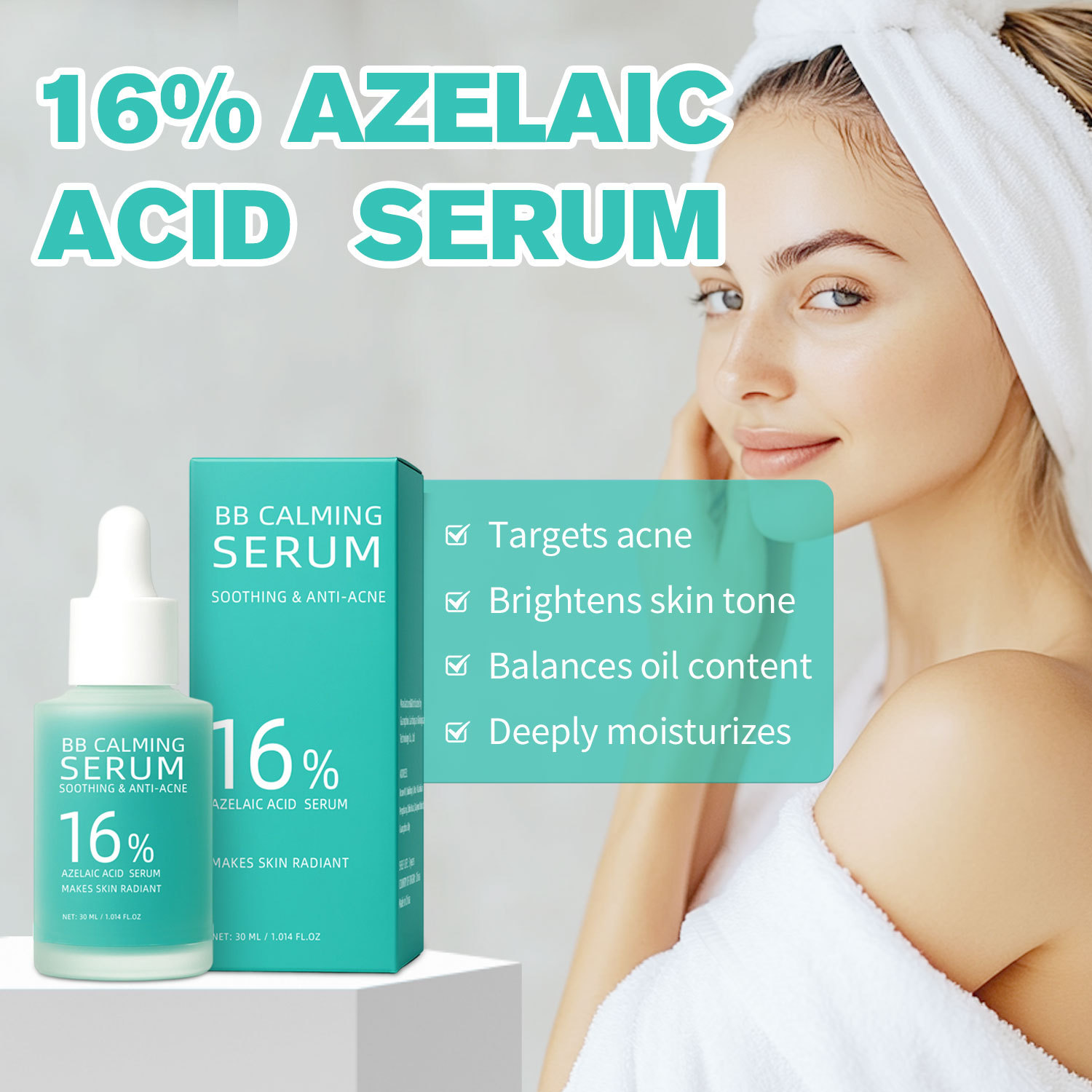 16 Percent Azelaic Acid Serum Brightening Blemish Control For Acne Prone Skin Daily Face Care Treatment 30ml