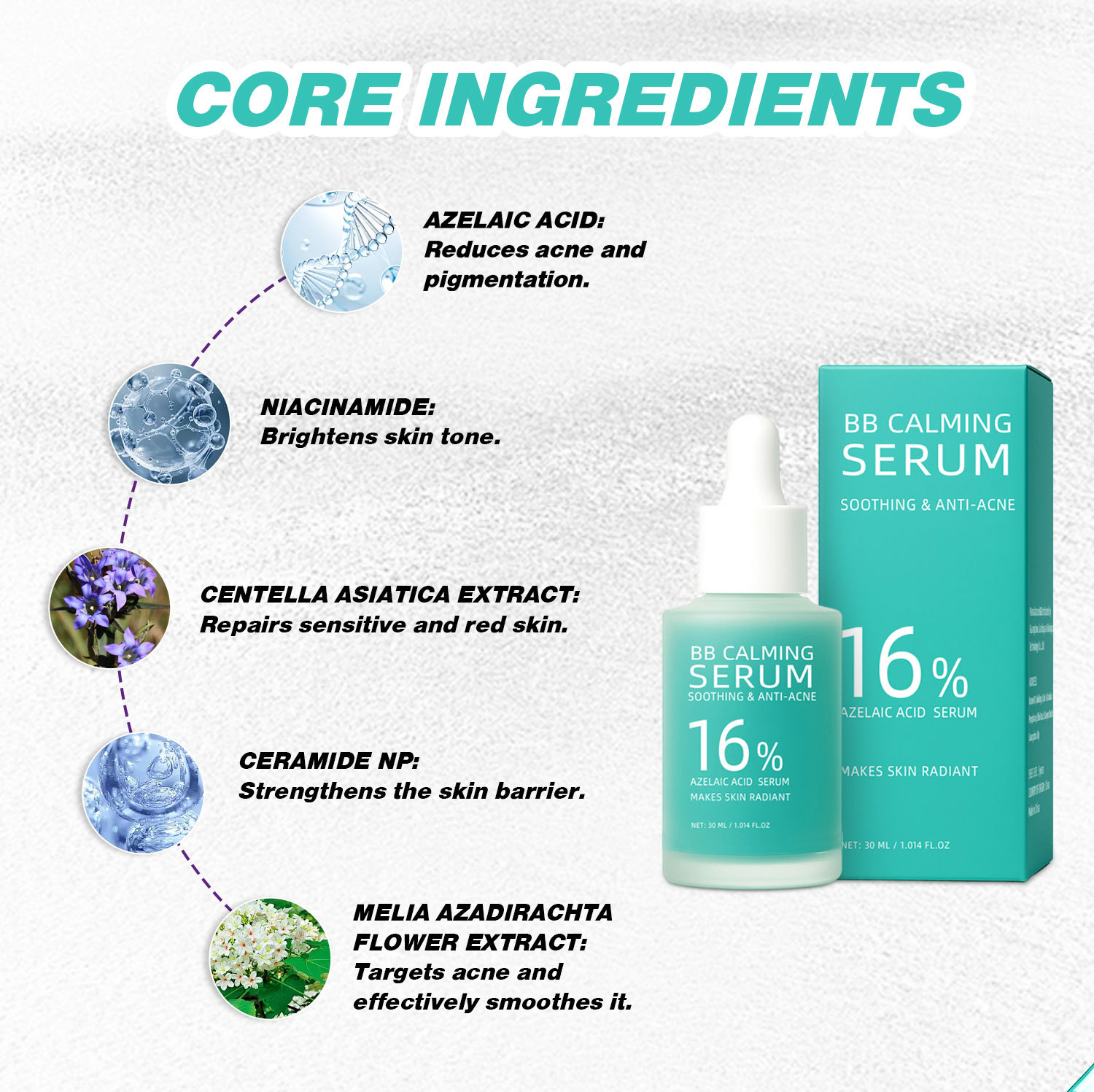 16 Percent Azelaic Acid Serum Brightening Blemish Control For Acne Prone Skin Daily Face Care Treatment 30ml