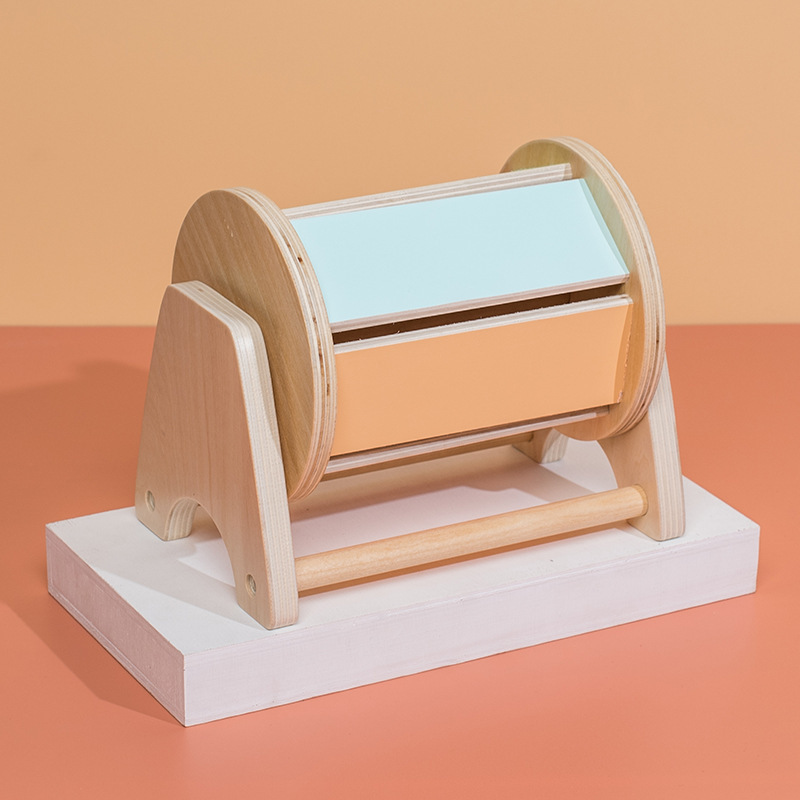 (1 887) New Montessori Macaroon Color Spinning Drum Match Coin Box Permanent Box Round Rectangular Box Kids Sensory Toys for Baby Gifts