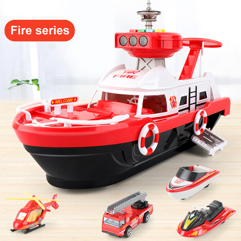 (police) Big Size Simulation Track Inertia Boat Diecasts Toy Vehicles Music Story Light Ship Model Toy Car Parking Boys For Kids Gift