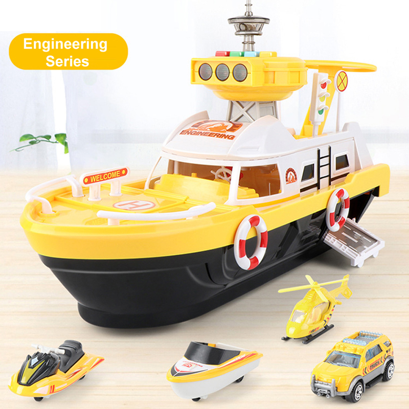 (police) Big Size Simulation Track Inertia Boat Diecasts Toy Vehicles Music Story Light Ship Model Toy Car Parking Boys For Kids Gift