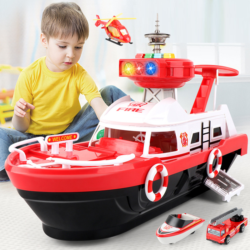 (police) Big Size Simulation Track Inertia Boat Diecasts Toy Vehicles Music Story Light Ship Model Toy Car Parking Boys For Kids Gift