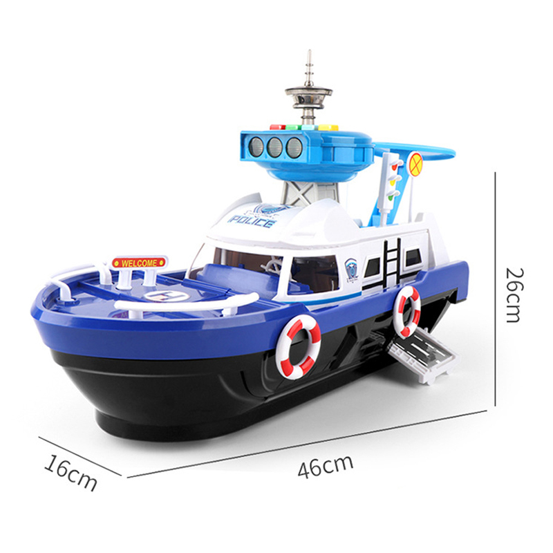 (police) Big Size Simulation Track Inertia Boat Diecasts Toy Vehicles Music Story Light Ship Model Toy Car Parking Boys For Kids Gift
