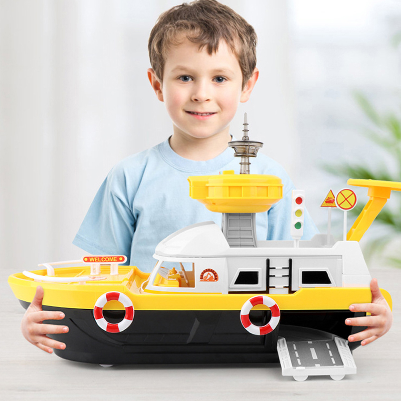 (police) Big Size Simulation Track Inertia Boat Diecasts Toy Vehicles Music Story Light Ship Model Toy Car Parking Boys For Kids Gift