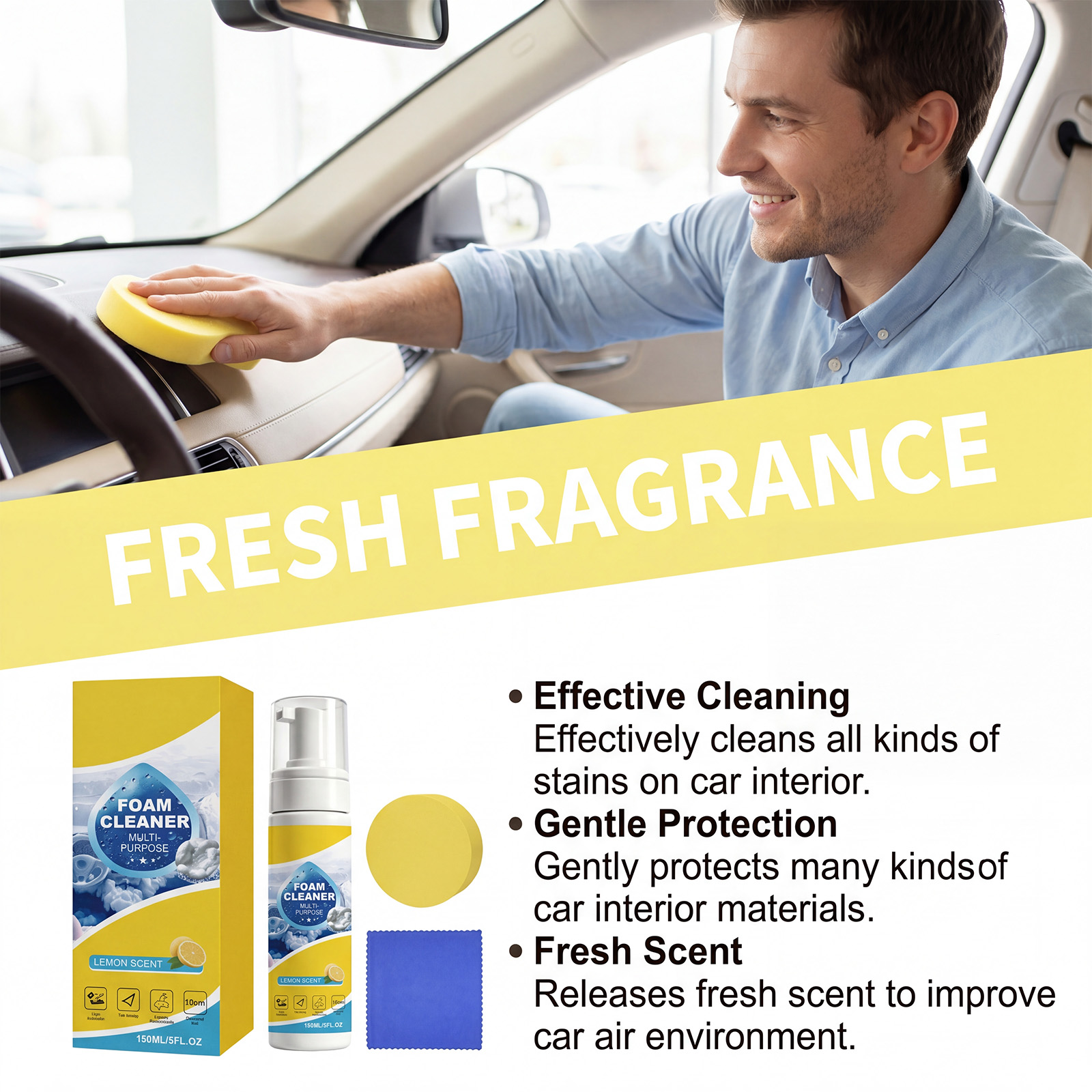 Multi Purpose Foam Cleaning Kit Deep Stain Removal Non Scrub Universal Multi Effect Cleaner For Auto Interior