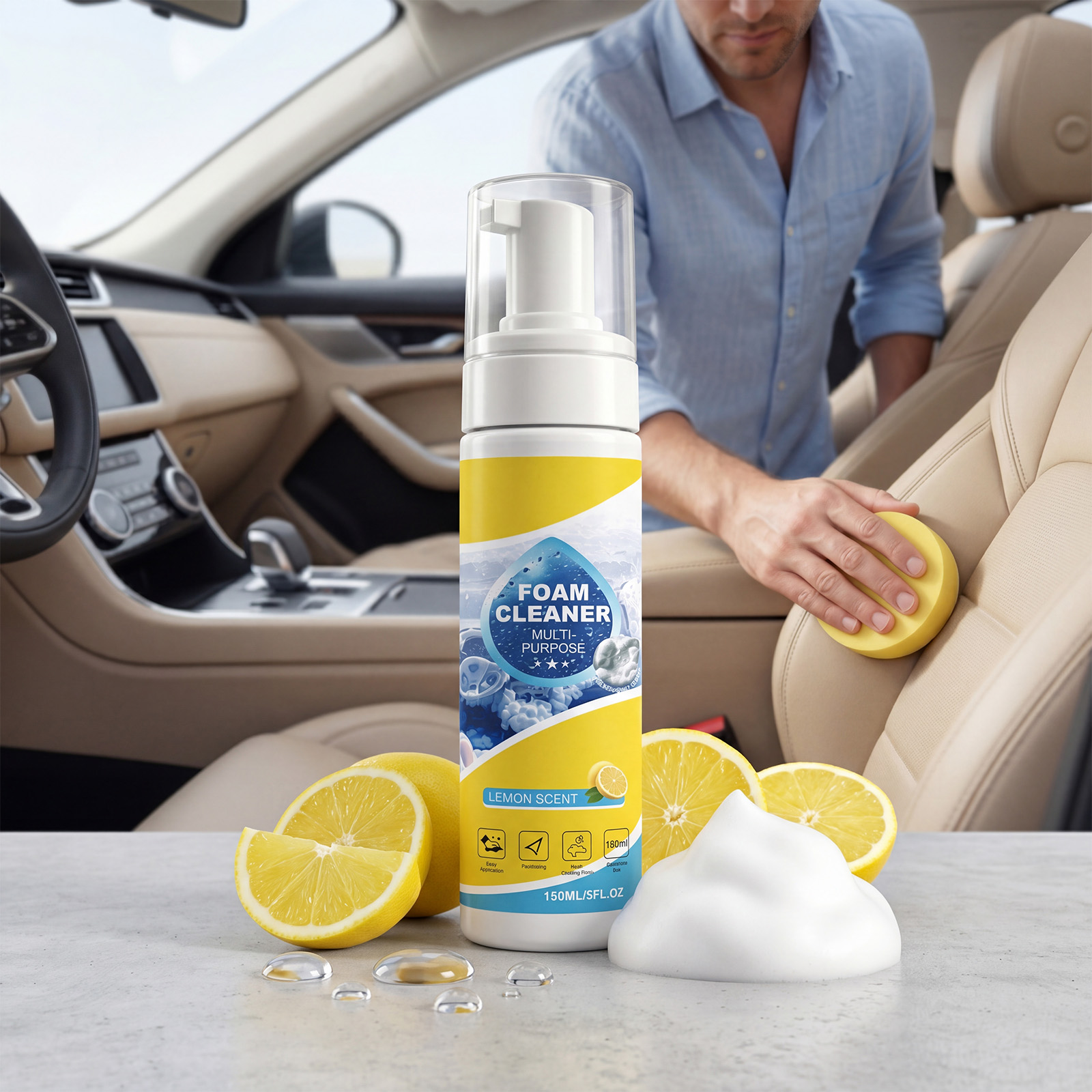 Multi Purpose Foam Cleaning Kit Deep Stain Removal Non Scrub Universal Multi Effect Cleaner For Auto Interior