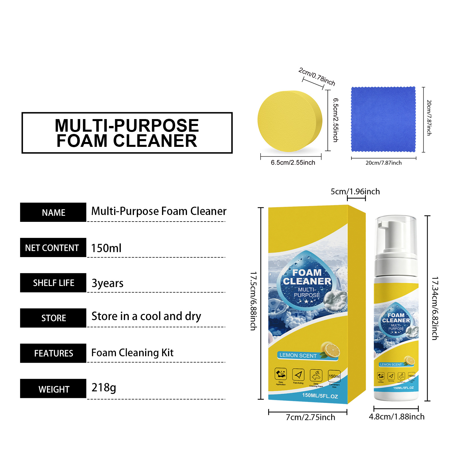 Multi Purpose Foam Cleaning Kit Deep Stain Removal Non Scrub Universal Multi Effect Cleaner For Auto Interior
