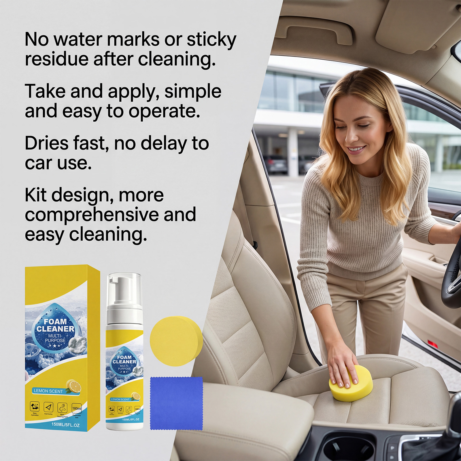Multi Purpose Foam Cleaning Kit Deep Stain Removal Non Scrub Universal Multi Effect Cleaner For Auto Interior