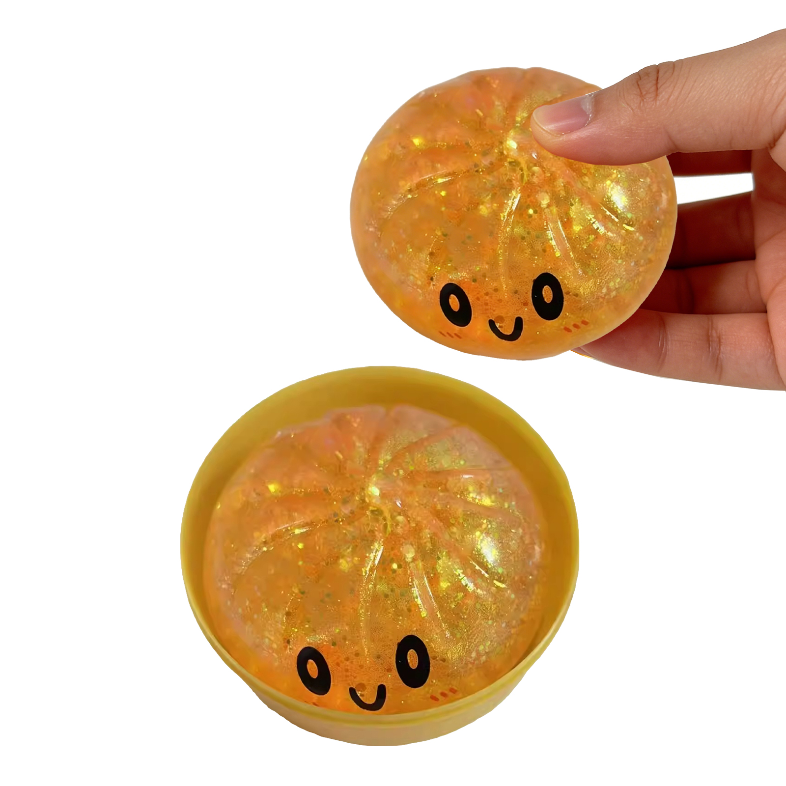 (Green) Sequins Bun Squeeze Toy Blue Cute Funny Portable Finger Stress Relief Daily Knead Decompress Small Plaything