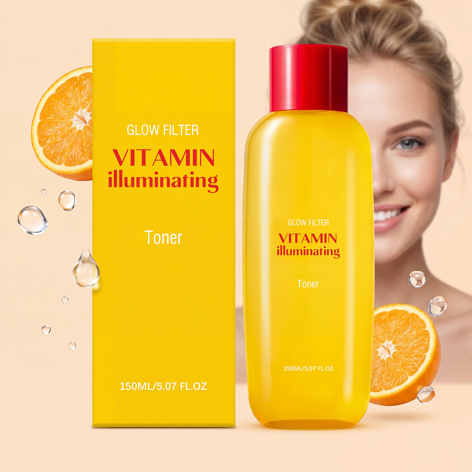 Vitamin C Moisturizing Toner Daily Mild Care Soft Smooth Bright Glossy Hydrating Fast Absorb Fine Texture Facial Skin