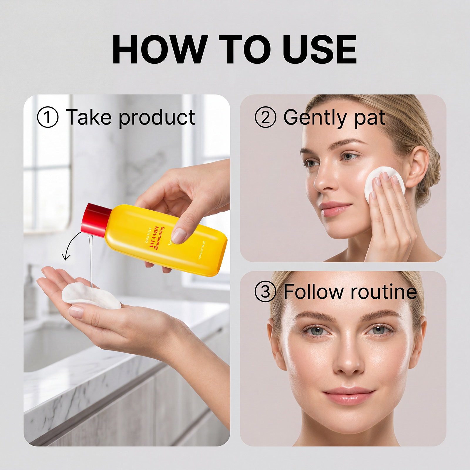 Vitamin C Moisturizing Toner Daily Mild Care Soft Smooth Bright Glossy Hydrating Fast Absorb Fine Texture Facial Skin