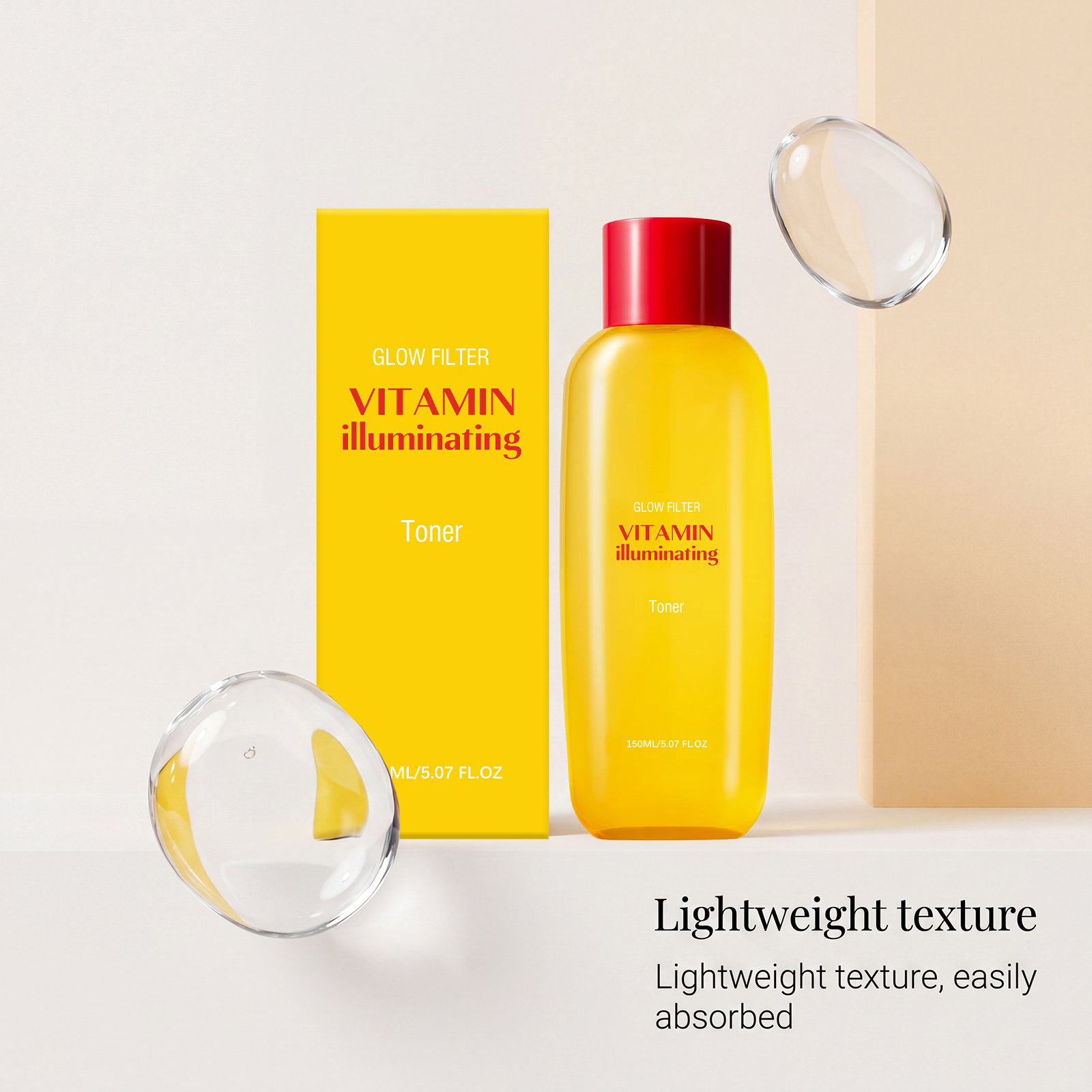 Vitamin C Moisturizing Toner Daily Mild Care Soft Smooth Bright Glossy Hydrating Fast Absorb Fine Texture Facial Skin