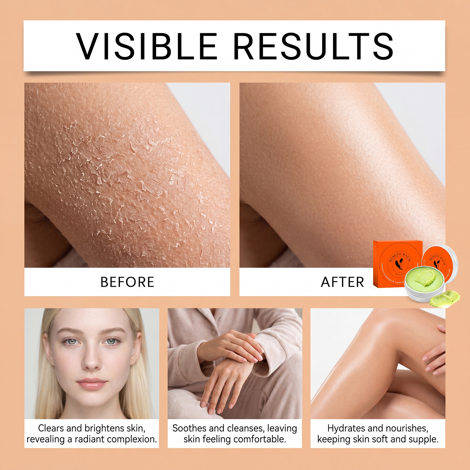 Skin Care Balm Light Texture Soft Smooth Quick Absorb Fix Local Dry Rough Daily Maintenance Care