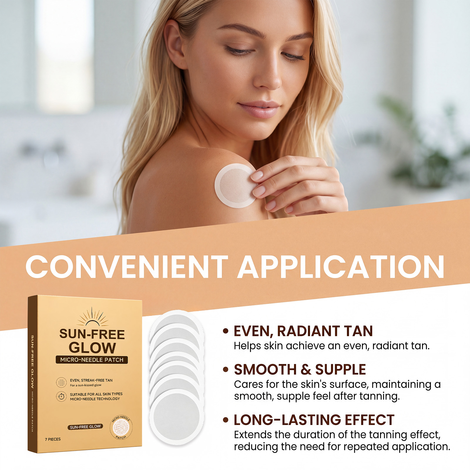Body Tanning Patch Mild Formula Lightweight Breathable Full Body Applicable Bronze Wheat Lazy Tanning Patch