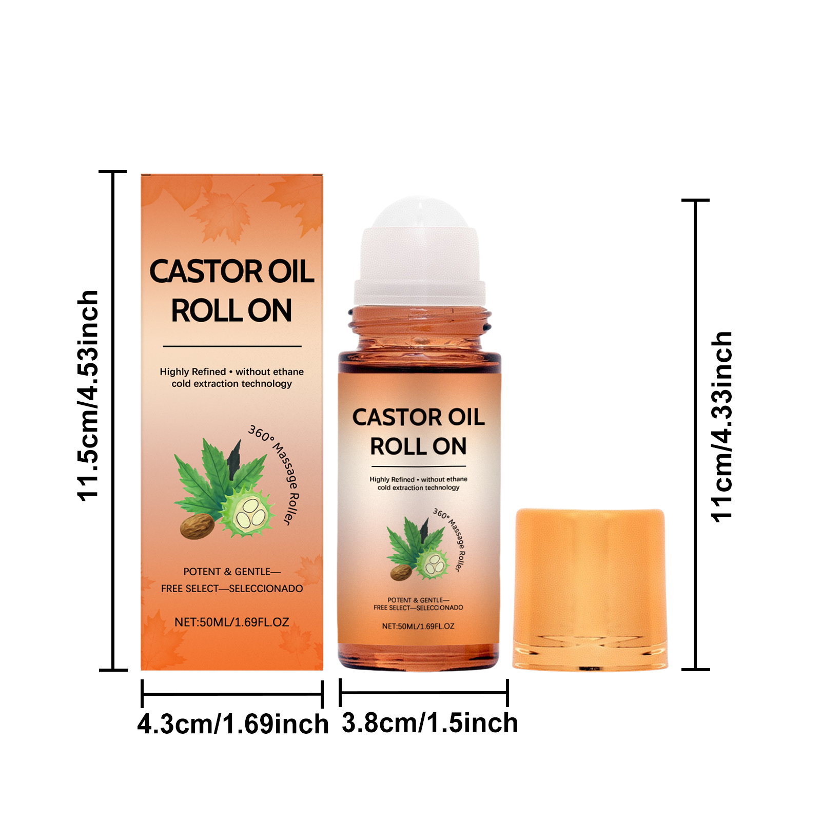 Castor Oil Care Roller Mild Formula Deeply Moisturize Nourish Dry Skin Hydrate Protect Portable Skincare