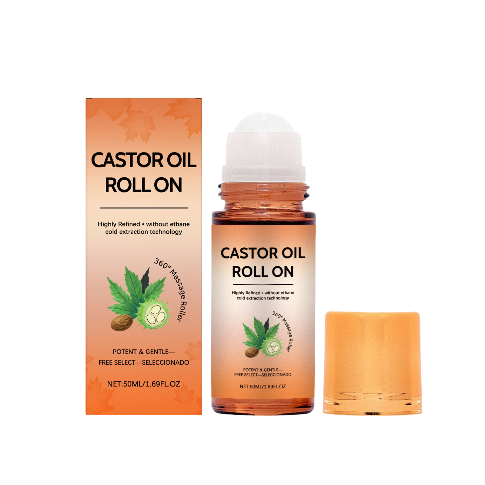 Castor Oil Care Roller Mild Formula Deeply Moisturize Nourish Dry Skin Hydrate Protect Portable Skincare