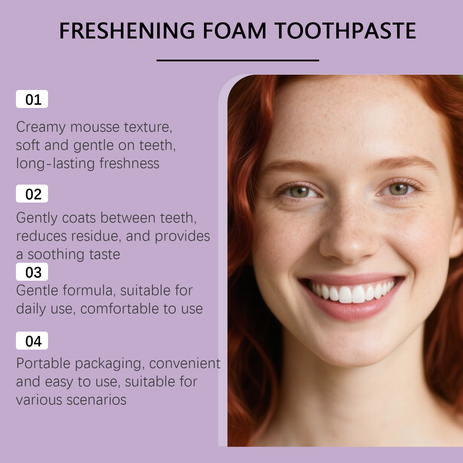 Mint Foam Mousse Toothpaste Cleanses Brightens Teeth Gentle Cares Oral Freshens Breath