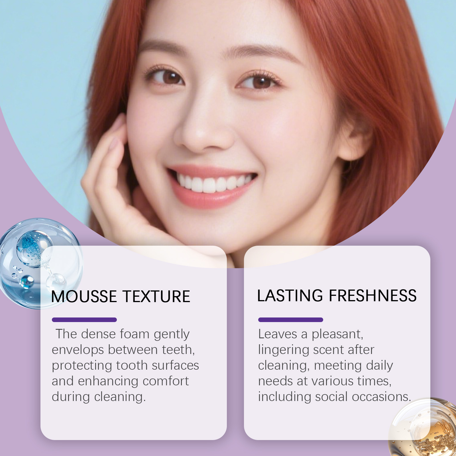 Mint Foam Mousse Toothpaste Cleanses Brightens Teeth Gentle Cares Oral Freshens Breath
