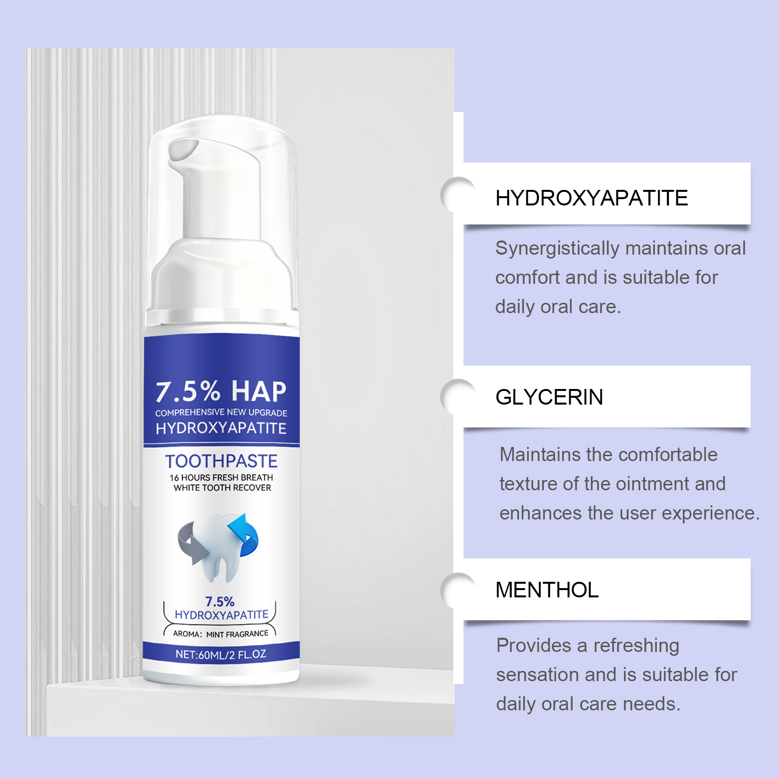 Fresh Toothpaste Mousse Gentle Cleansing Protect Teeth Tooth Surface Convenient Press Oral Cleaning Teeth Cleansing Mousse