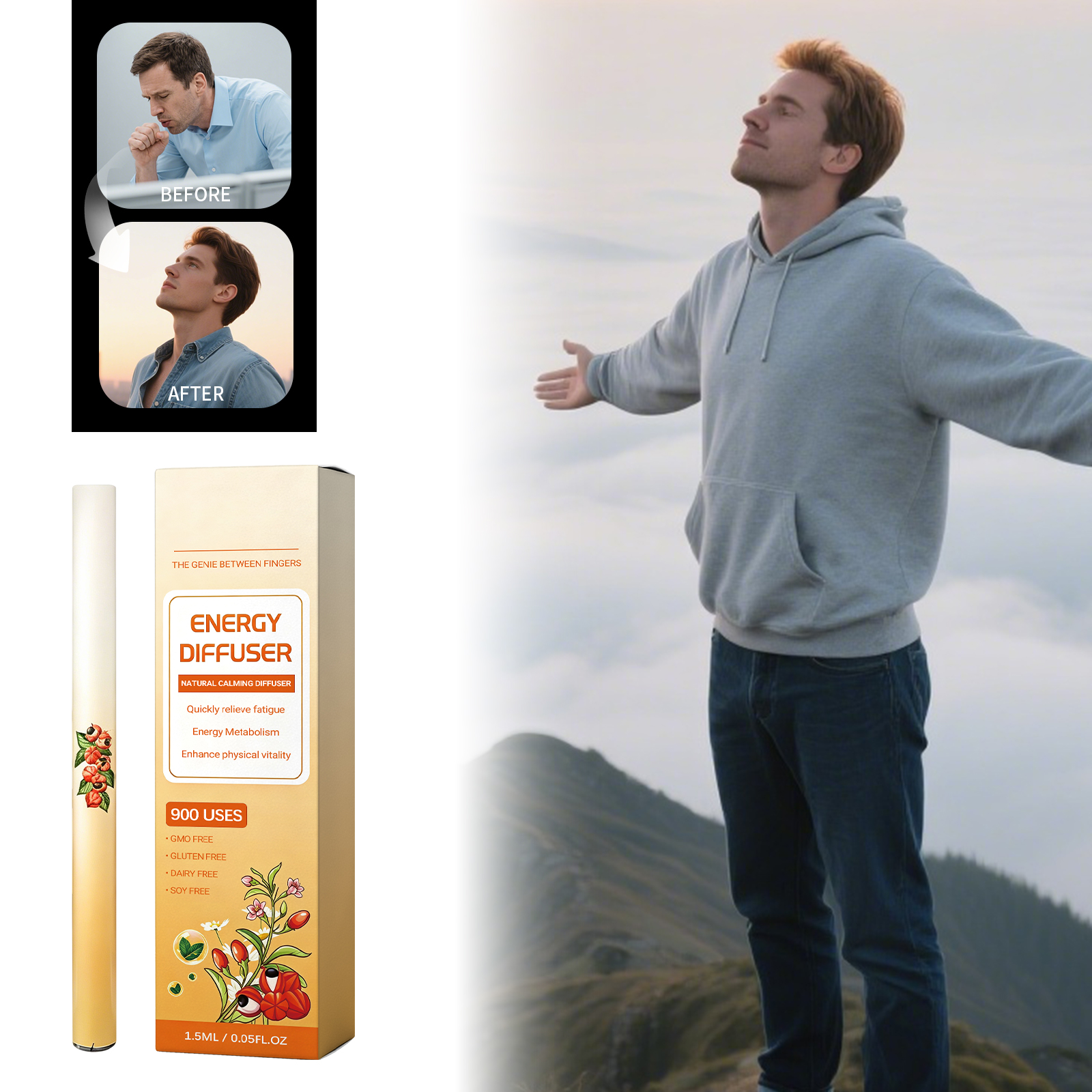 Body Care Breathing Stick Moisturizing Body Boost Vitality Refreshing Breathable Daily Portable Care Stick