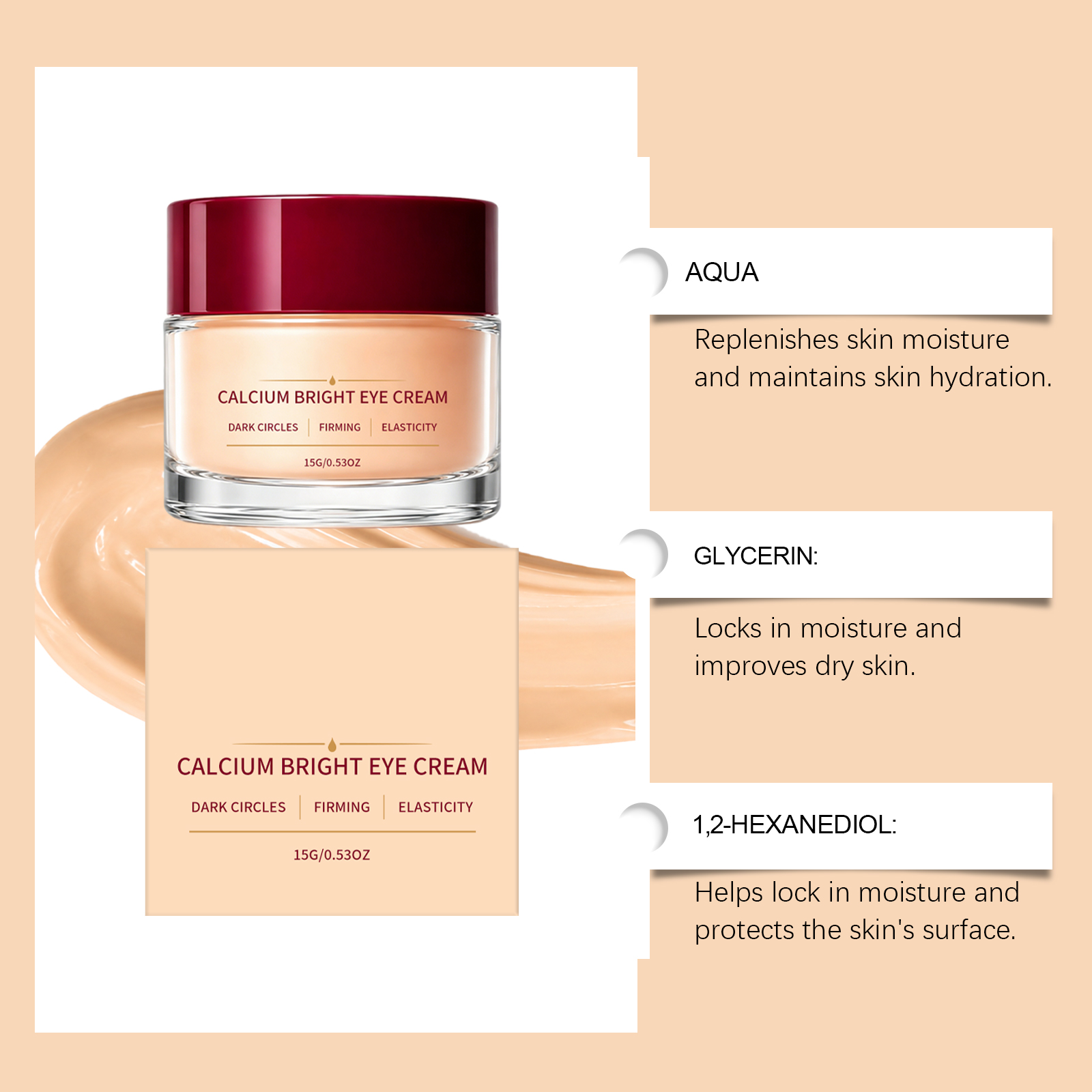 Brightening Moisturizing Eye Cream Nourishing Hydrating Care Periocular Skin Daily Smoothing Tender Coating Care