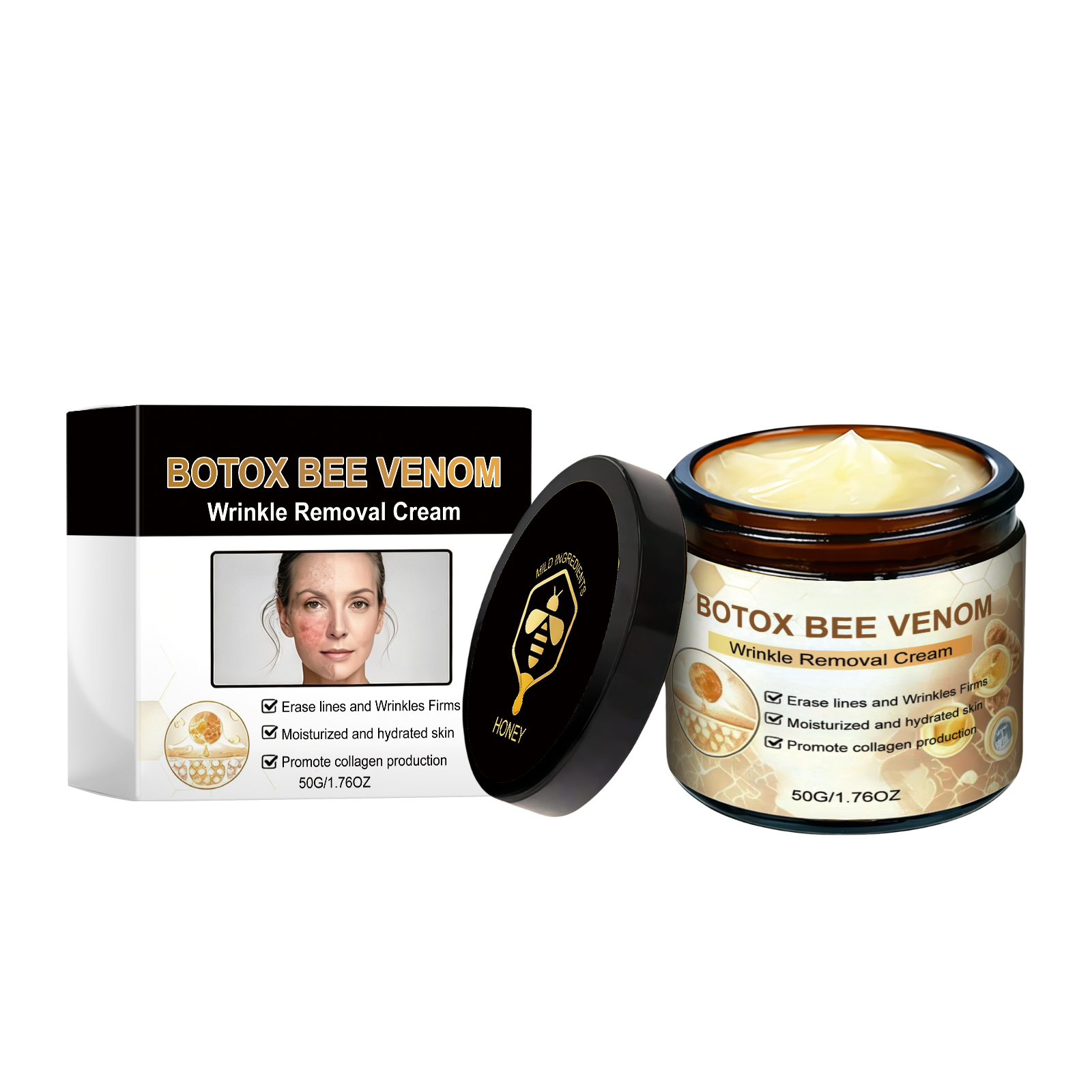 Bee Venom Moisturizing Cream Hydrating Softening Facial Skin Glossy Delicate Gentle Skin Daily Care Lotion