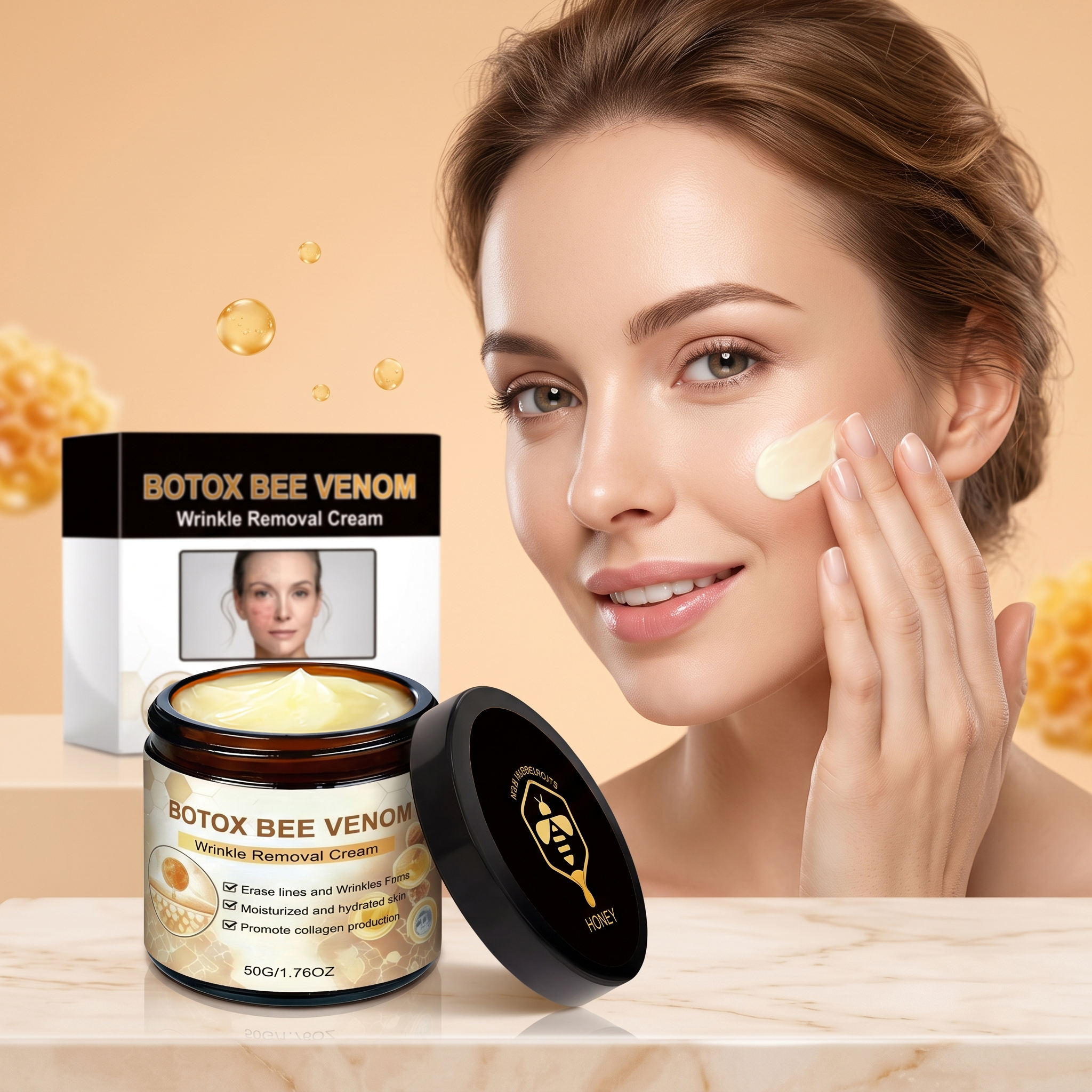 Bee Venom Moisturizing Cream Hydrating Softening Facial Skin Glossy Delicate Gentle Skin Daily Care Lotion