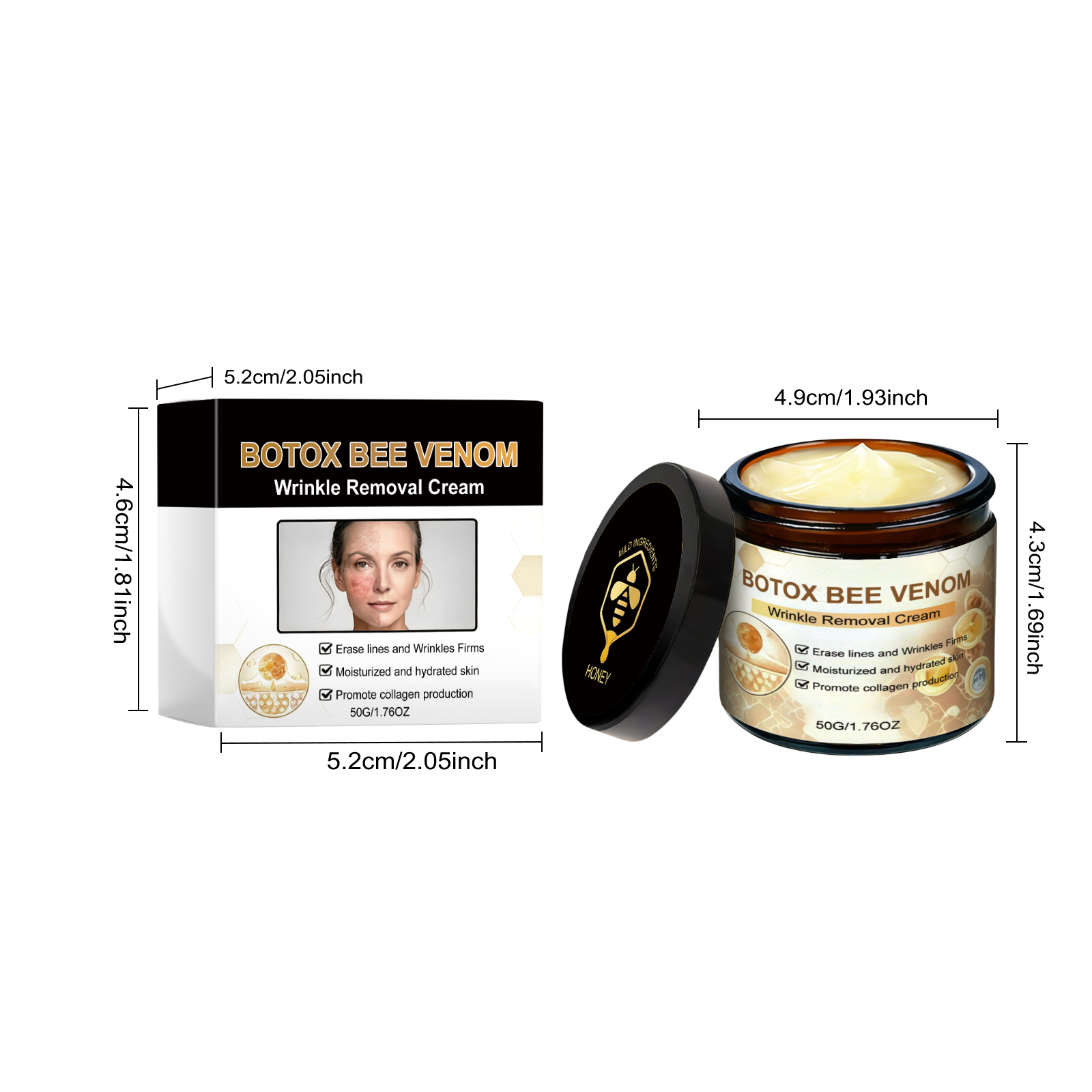 Bee Venom Moisturizing Cream Hydrating Softening Facial Skin Glossy Delicate Gentle Skin Daily Care Lotion