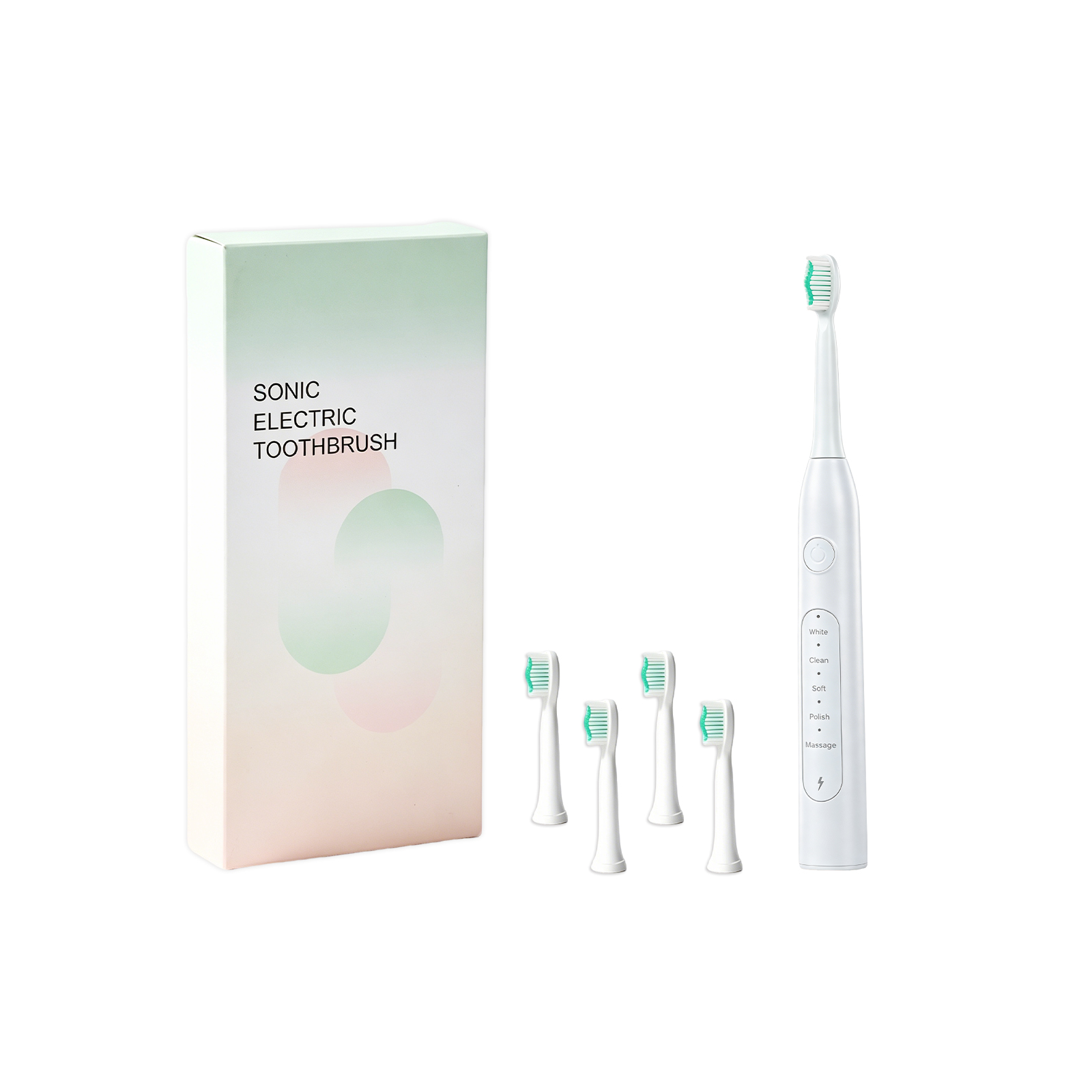 Electric Toothbrush White Four Brush Heads Usb Charging Soft Bristle Clean Dental Stains Protect Teeth Oral Care