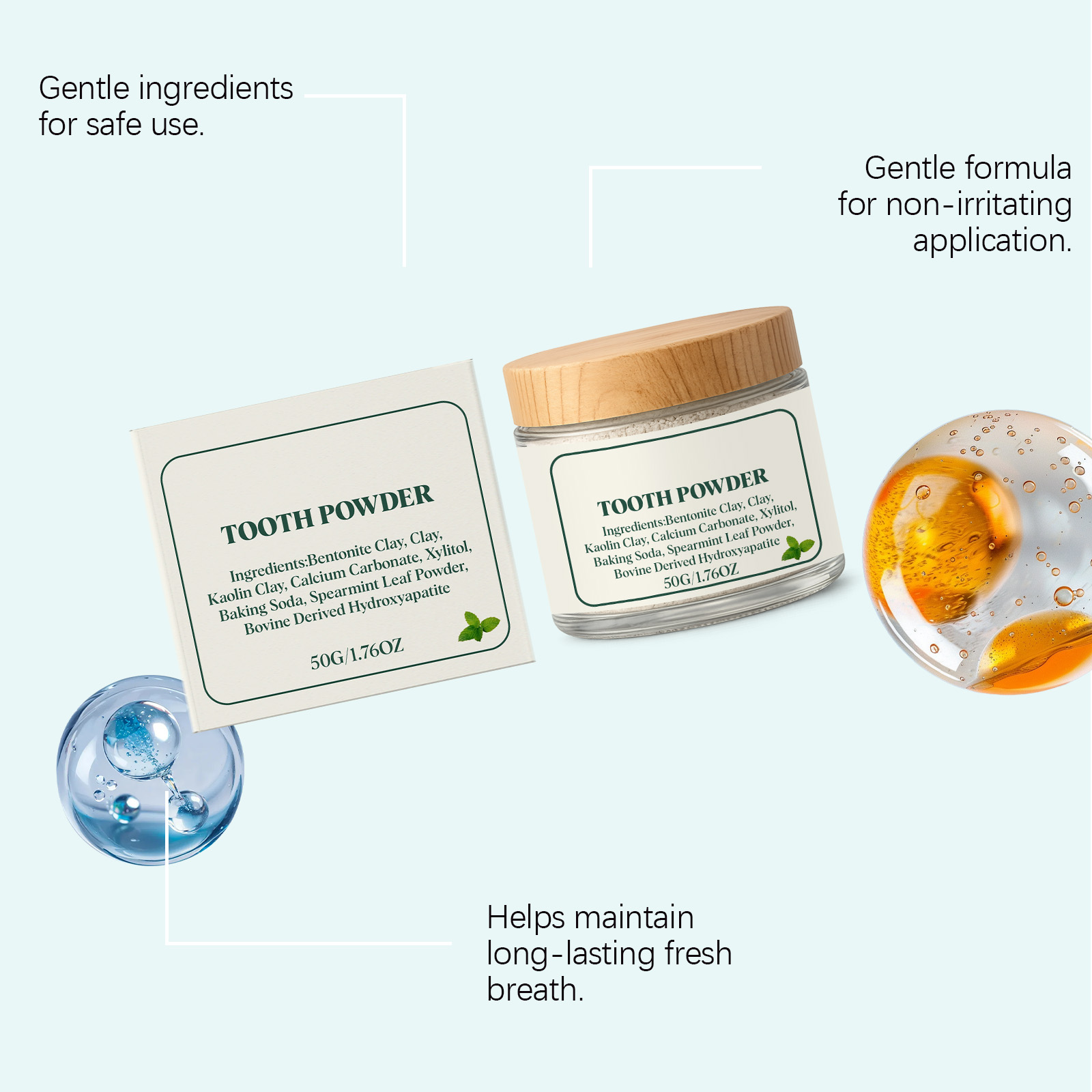 Mint Stain Removing Tooth Powder Mild Ingredients Daily Cleaning Clean Refreshing Bright Oral Fresh Care