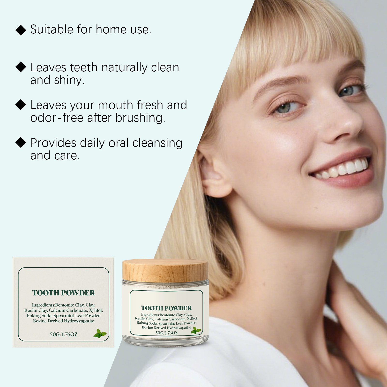 Mint Stain Removing Tooth Powder Mild Ingredients Daily Cleaning Clean Refreshing Bright Oral Fresh Care