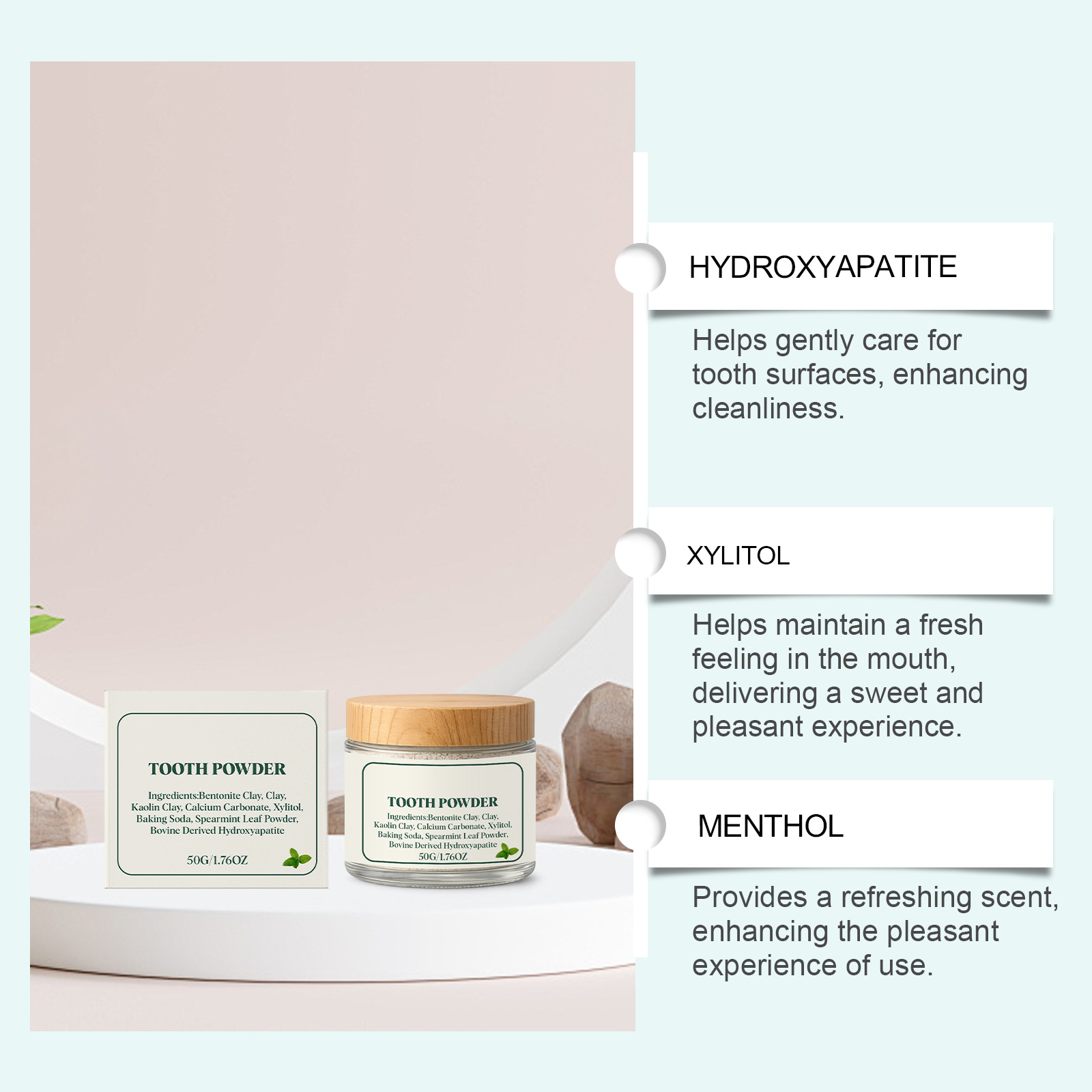 Mint Stain Removing Tooth Powder Mild Ingredients Daily Cleaning Clean Refreshing Bright Oral Fresh Care