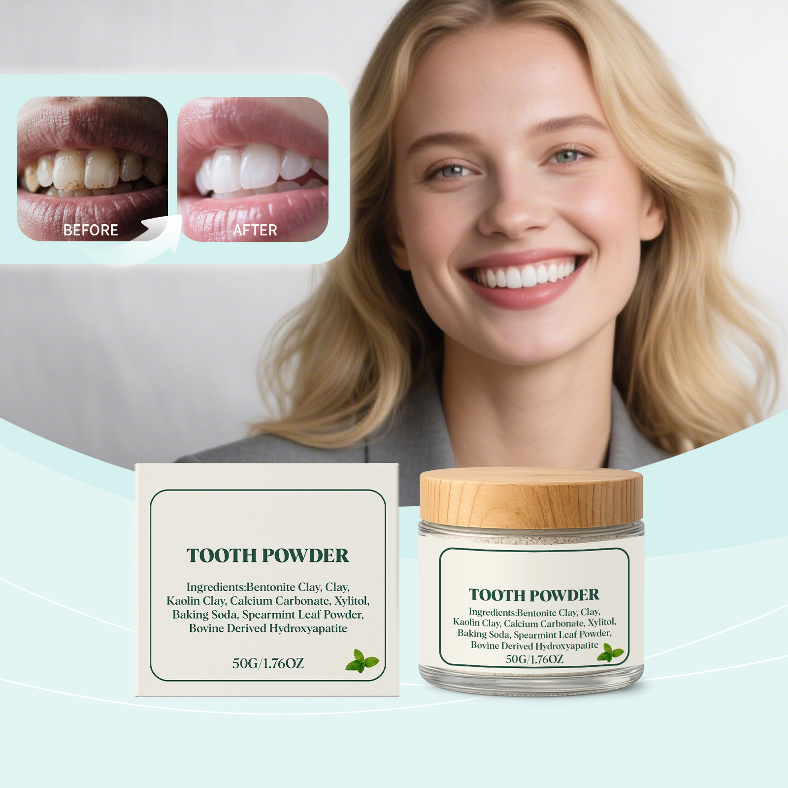Mint Stain Removing Tooth Powder Mild Ingredients Daily Cleaning Clean Refreshing Bright Oral Fresh Care