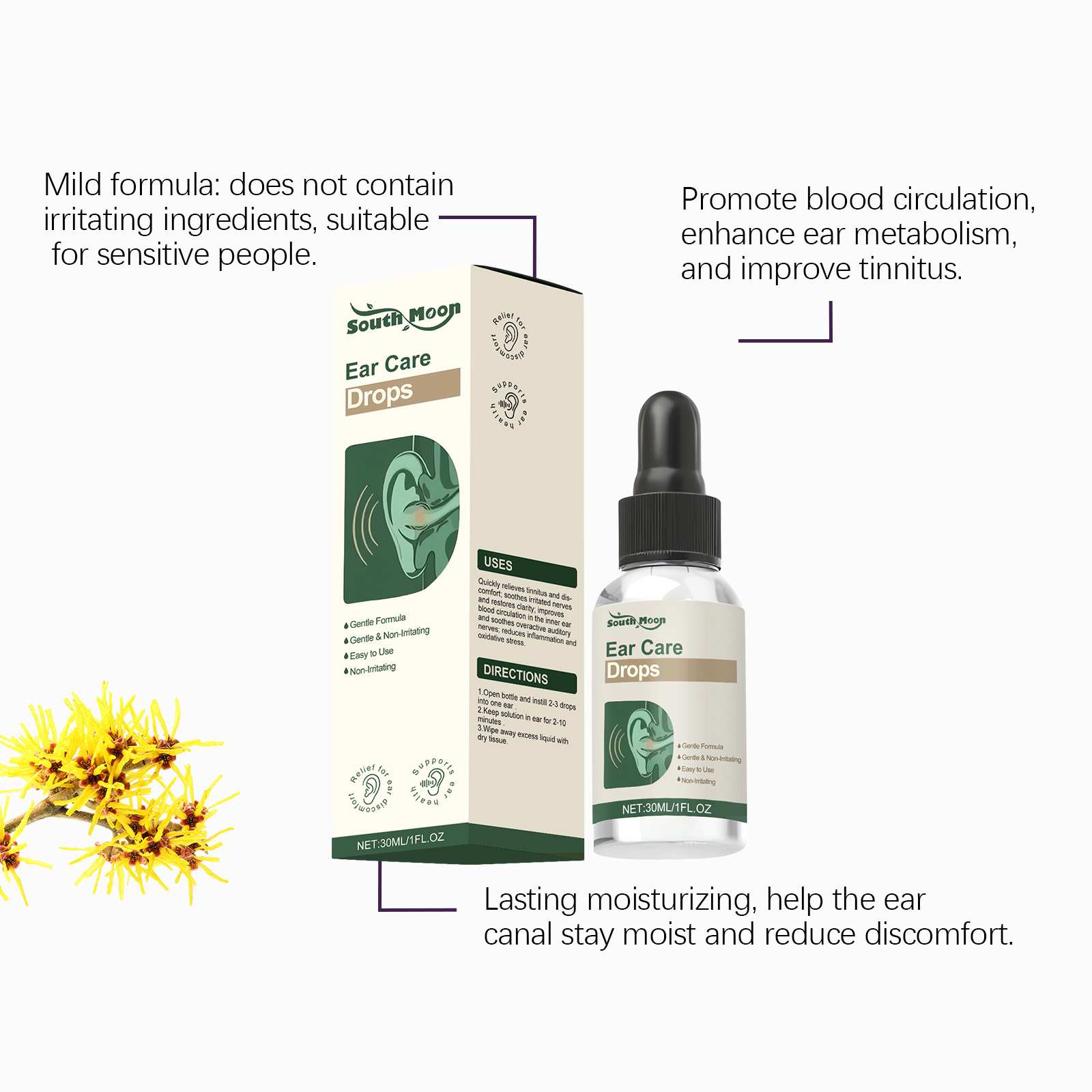 Ear Care Drops Mild Ingredients Relieve Ear Discomfort Daily Clean Massage Drops