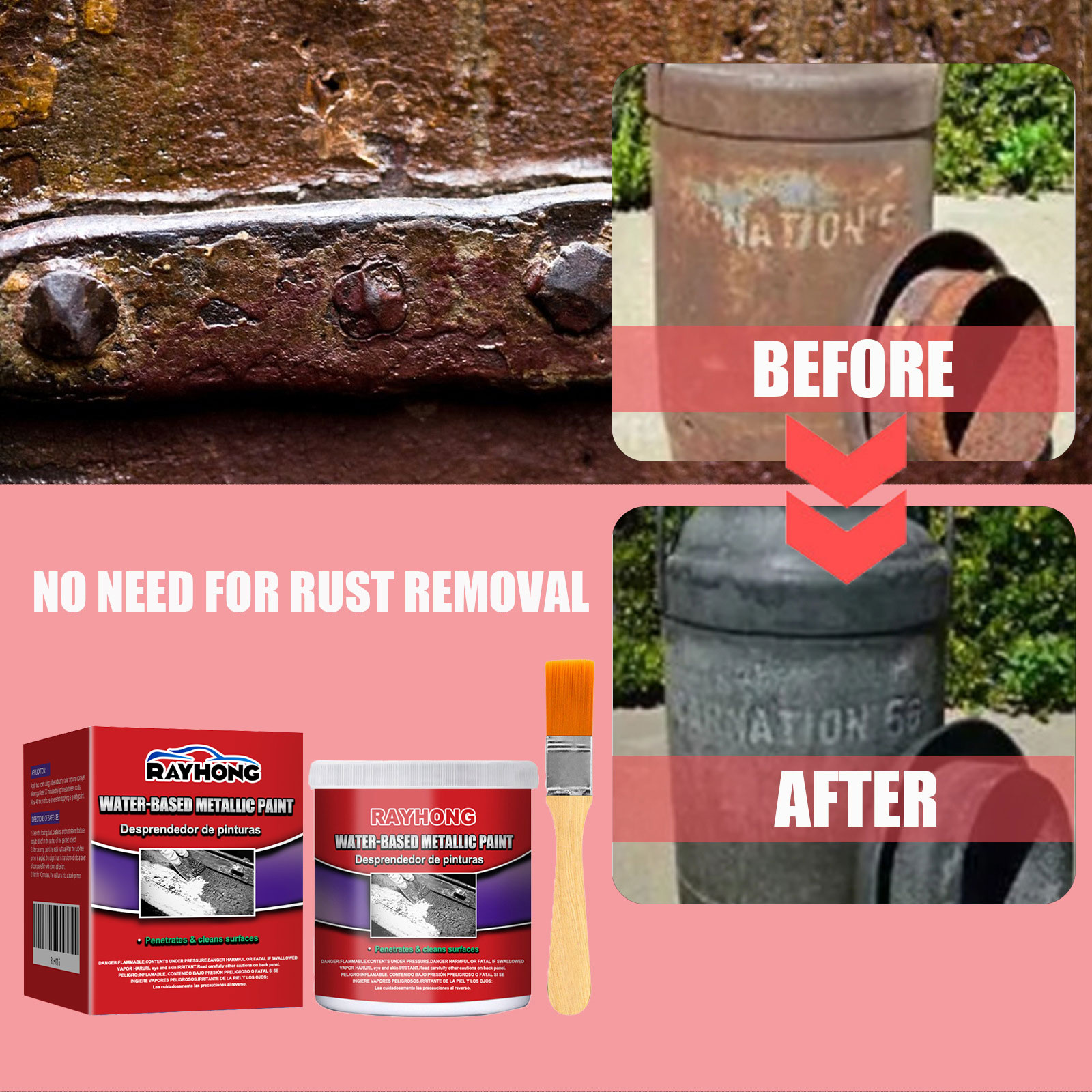 Rust Preventive Primer Rust Free Primer Auto Rust Converter Metal Renovation Water Based Rust Remover
