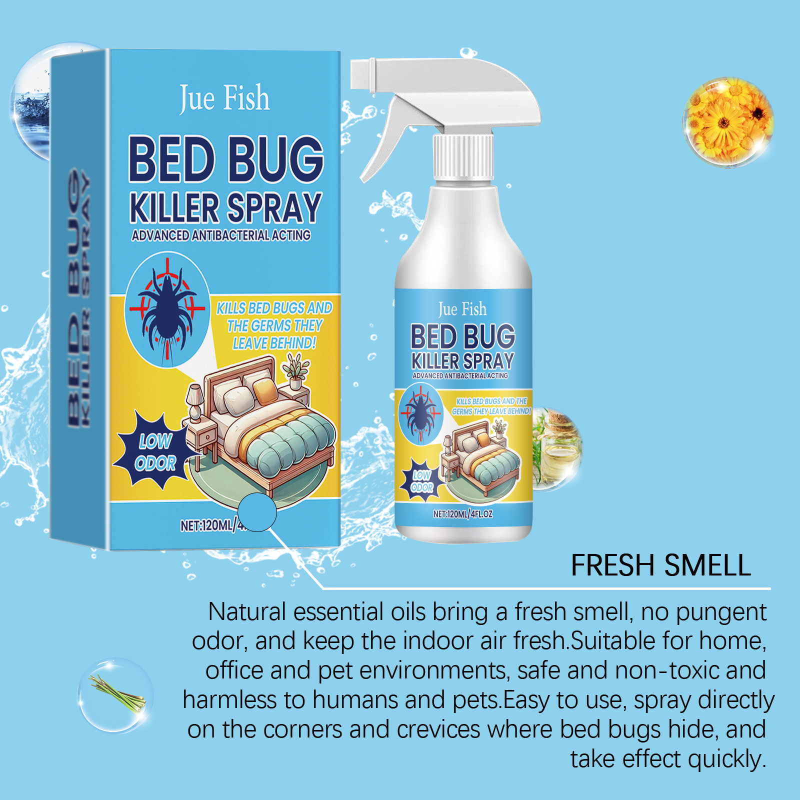 Bed Bug Spray Kill Repel Prevent Lice Mite For Dorm Bed Bedroom
