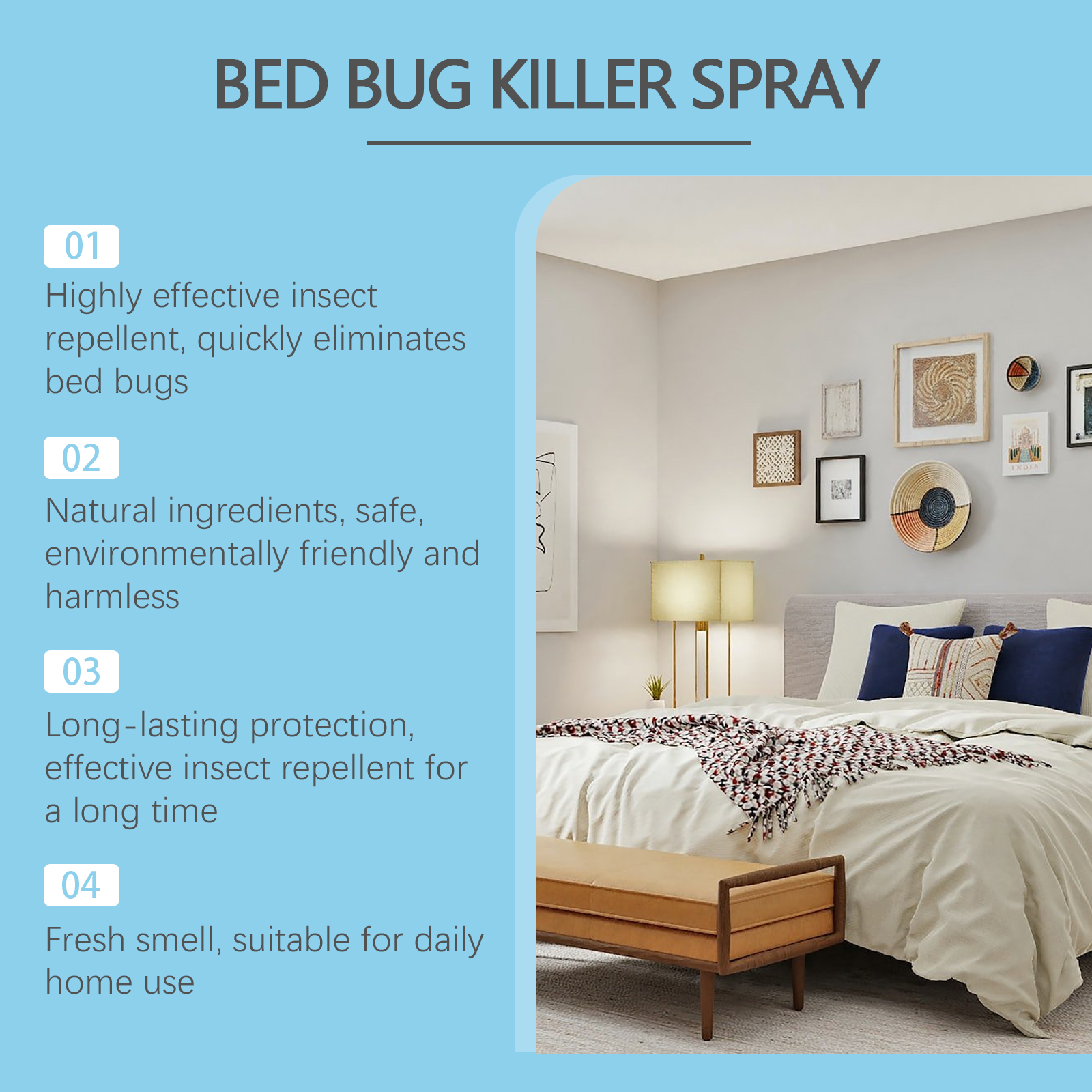 Bed Bug Spray Kill Repel Prevent Lice Mite For Dorm Bed Bedroom