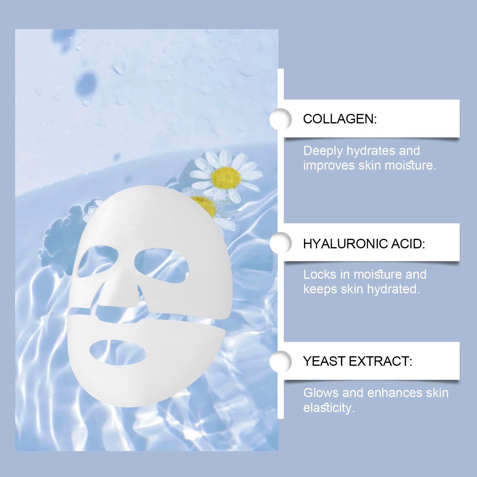 Collagen Hydrating Mask Fades Fine Lines Hydrates Tightens Moisturizes Improves Skin Condition Texture Elasticity