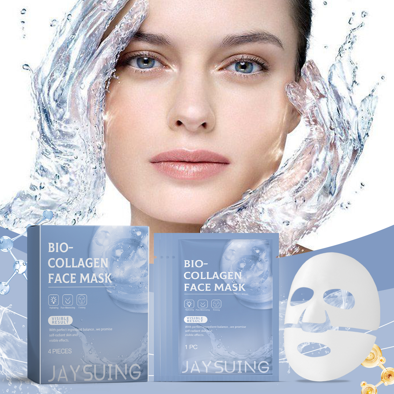 Collagen Hydrating Mask Fades Fine Lines Hydrates Tightens Moisturizes Improves Skin Condition Texture Elasticity
