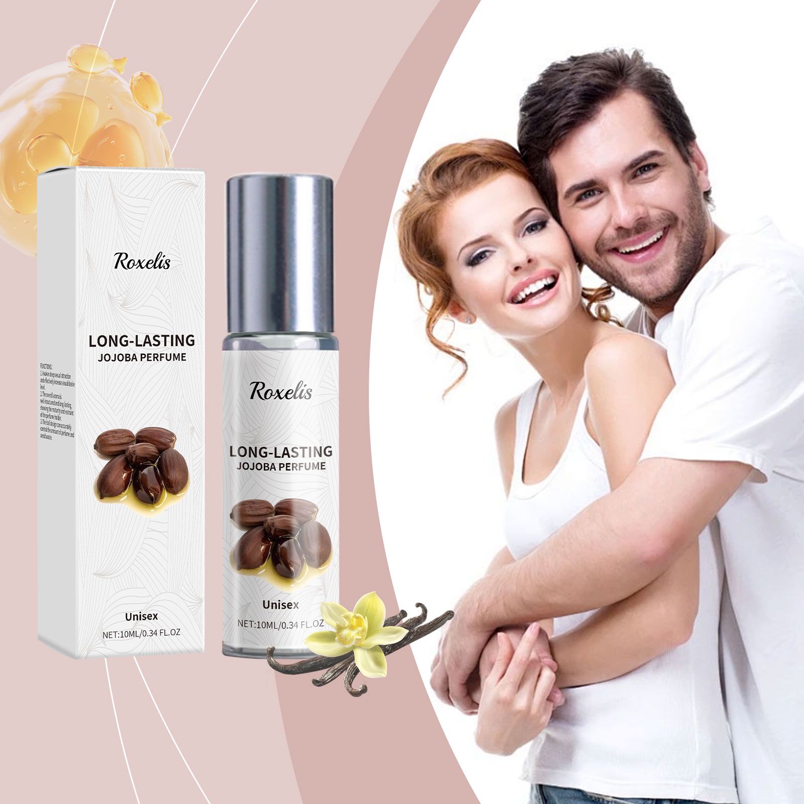 Jojoba Perfume Oil Roll On Amber Bergamot Fresh Long Lasting For Daily Wear