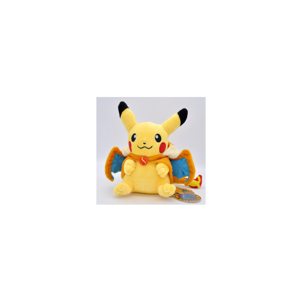 (Yellow) 23cm Pokemon Pikachu Charizard Coat Cross-Dress Plush Doll