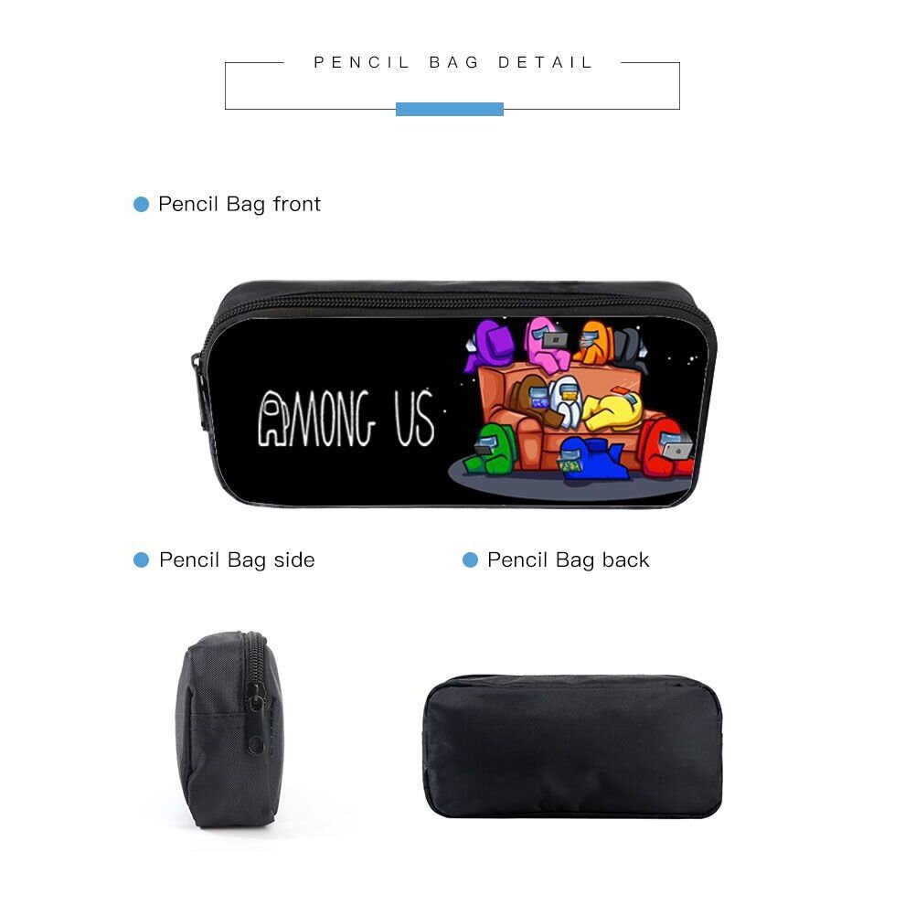3Pcs Among Us Backpack Lunch Bag Pencil Case Schoolbag