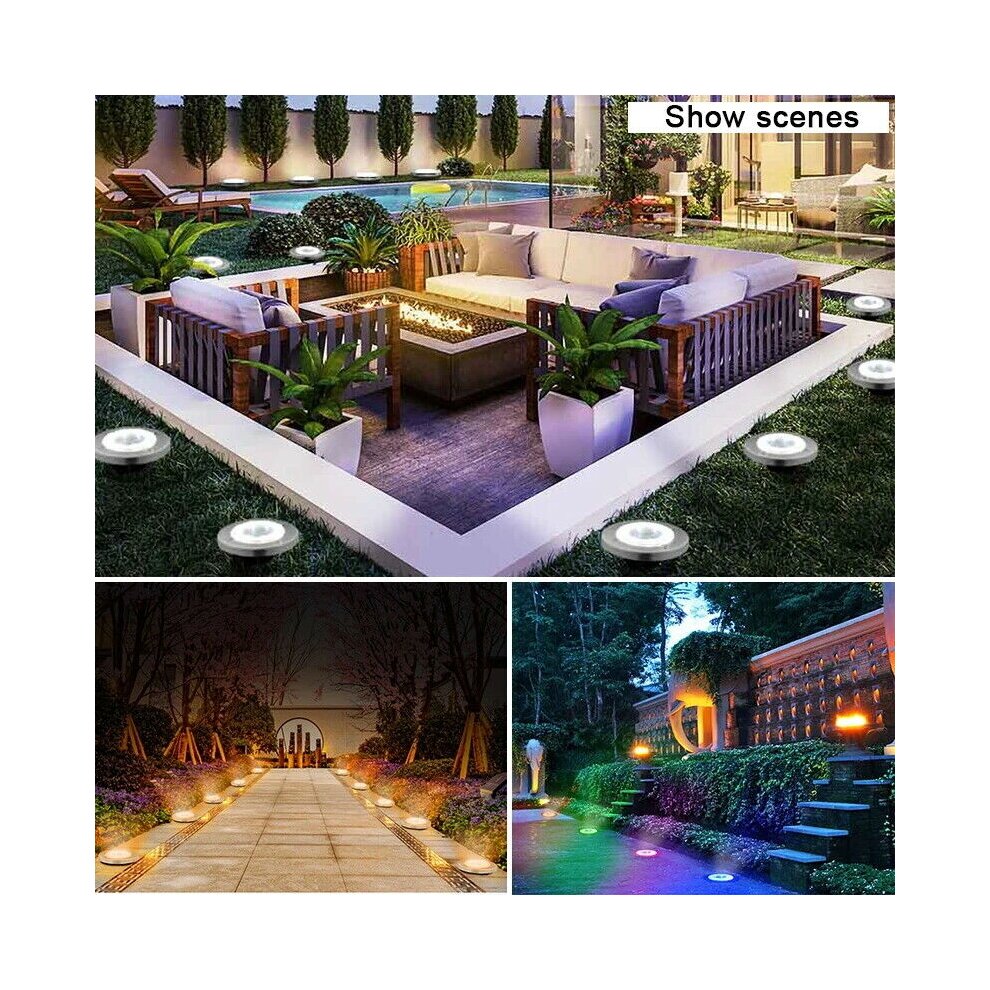 (Multicolor) 8 LED RGB Solar Lawn Yard Led Night Light Buried Solar Garden Light IP65 Wa
