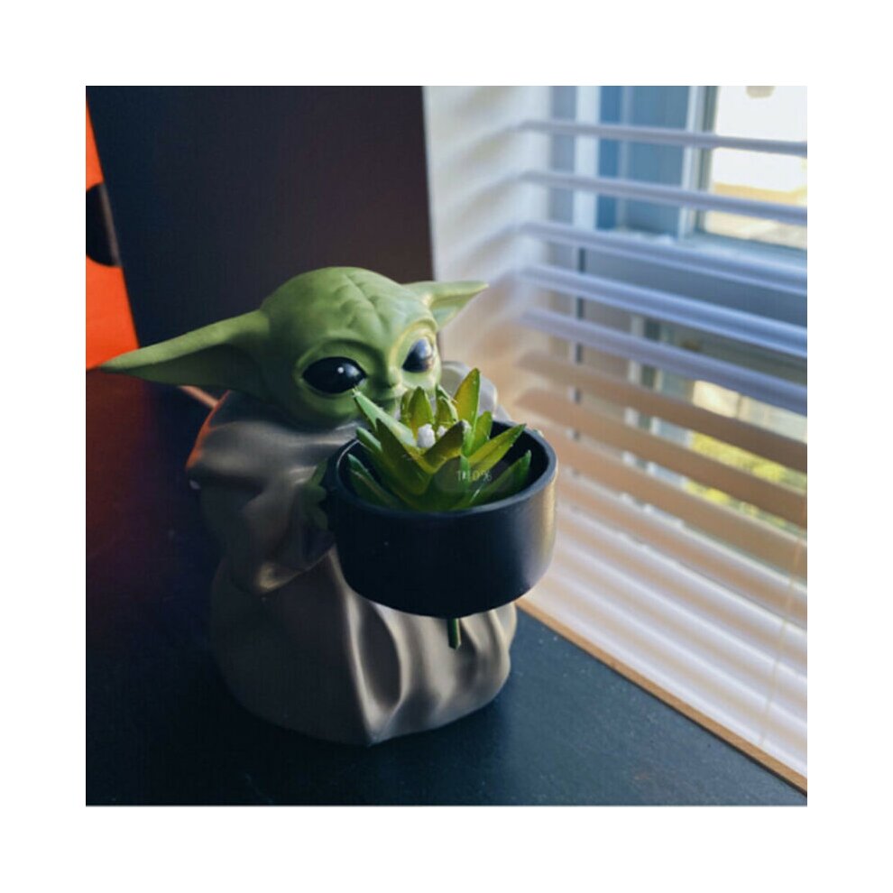 Star Wars Mandalorian Baby Yoda Planter Pot ''The Child Holding Cup'' Model Toys