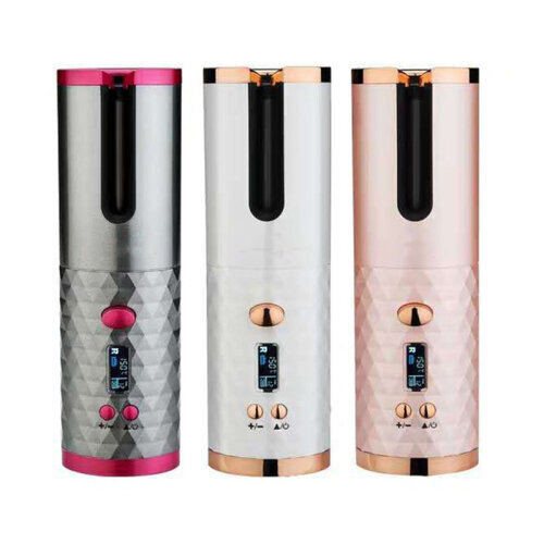 (Rose gold) Automatic Wireless Portable USB Charge Hair Curler