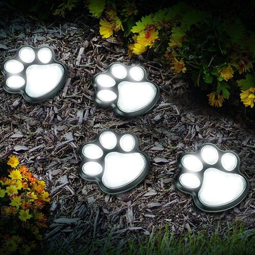 Solar Lights Outdoor Dog Paw Lights (Set of 4) Garden Lights