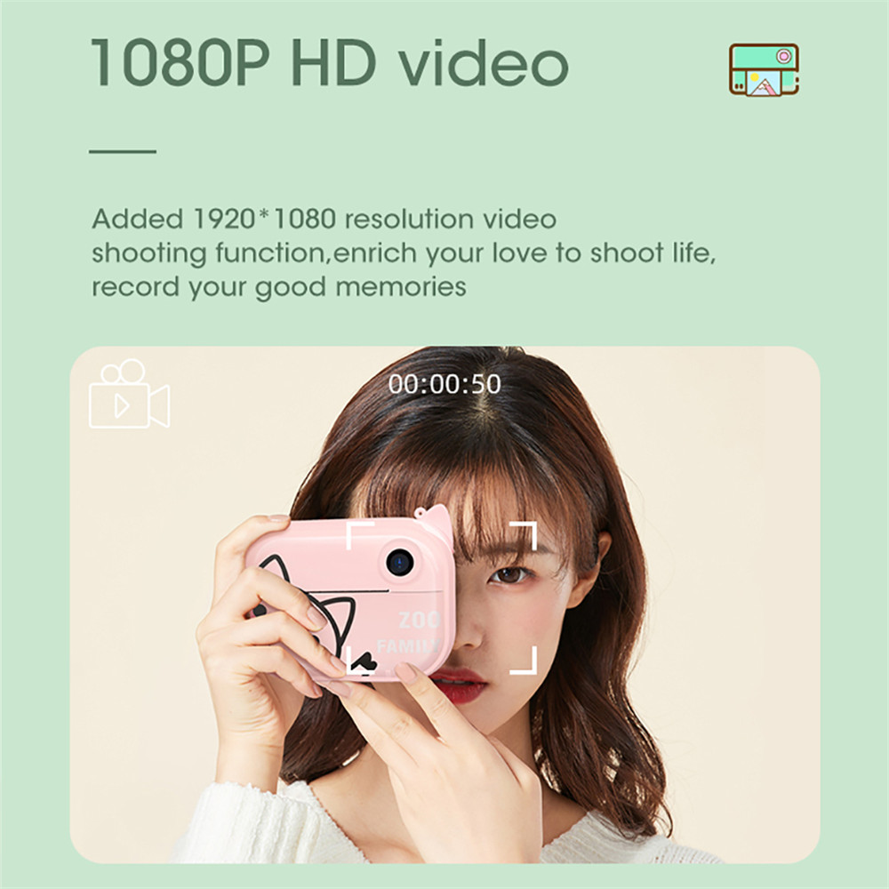 (Pink) Children Instant Print Camera Kids Mini Wifi Digital Camera Toys 1080P HD Video Camera Camcorder with 32GB TF Card Electronic Gifts for Child Teens
